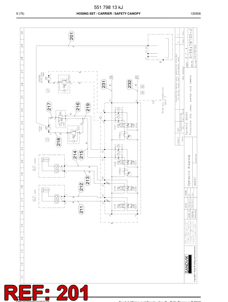 59207875b 592 078 75b Hose Assembly, Hydraulic - Sandvik Technical Drawing