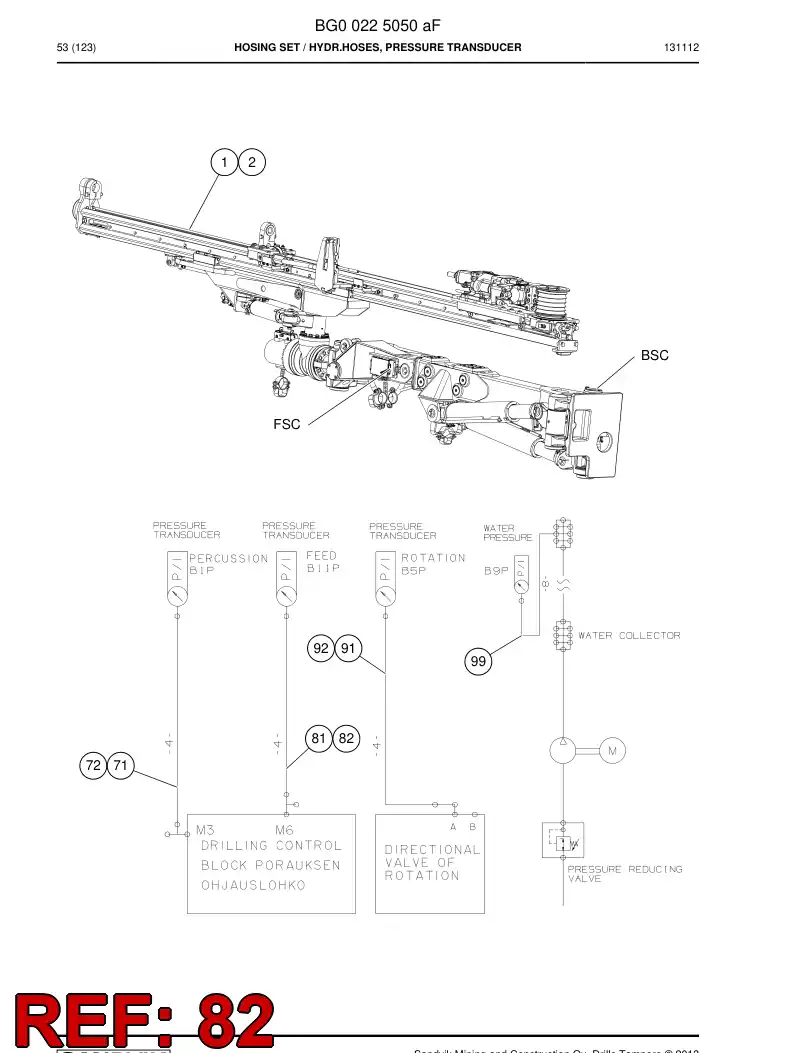 59207879b 592 078 79b Hose Assembly, Hydraulic - Sandvik Technical Drawing