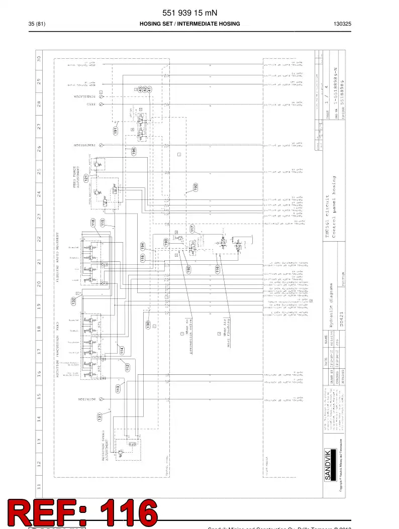 59207883b 592 078 83b Hose Assembly, Hydraulic - Sandvik Technical Drawing