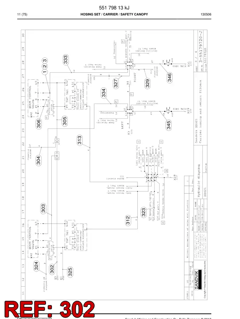 59207909b 592 079 09b Hose Assembly, Hydraulic - Sandvik Technical Drawing