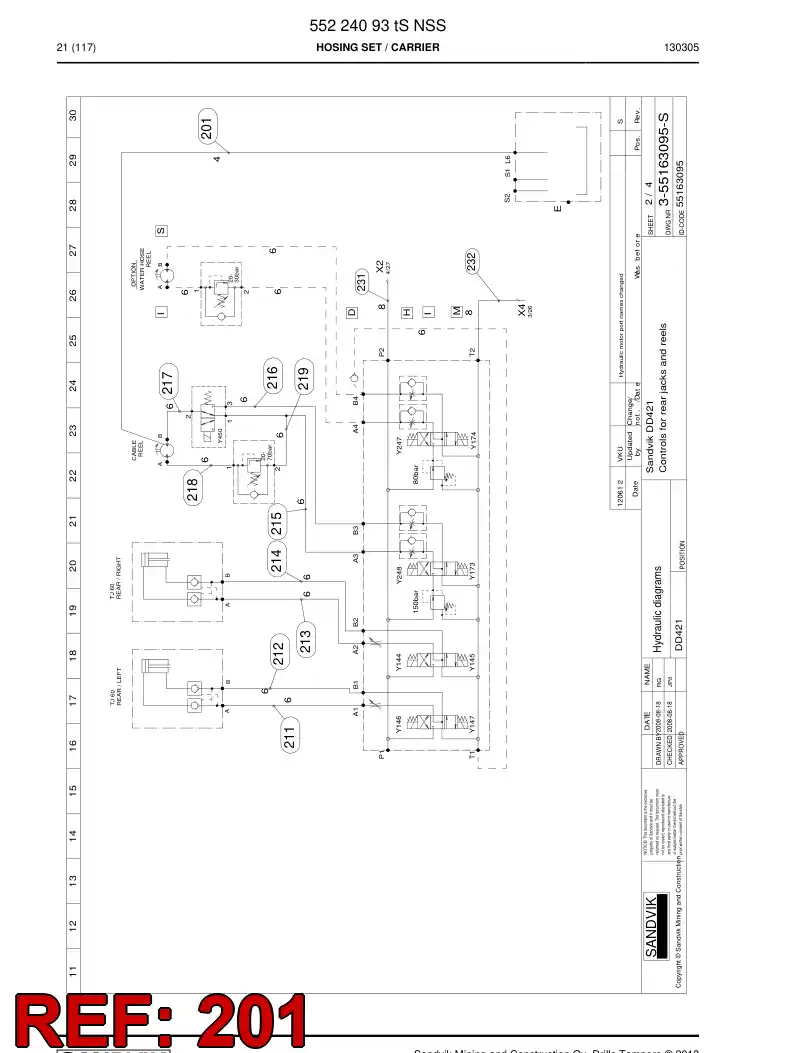 59208015b 592 080 15b Hose Assembly, Hydraulic - Sandvik Technical Drawing