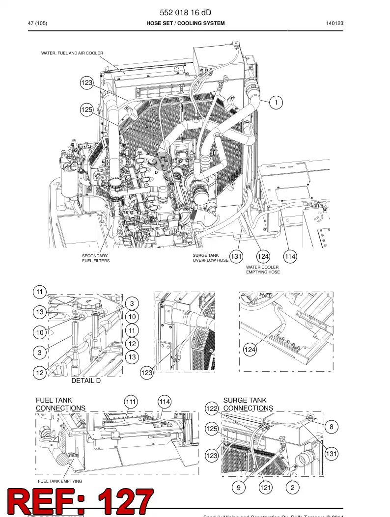 59208045 592 080 45 Hose Assembly, Hydraulic - Sandvik Technical Drawing