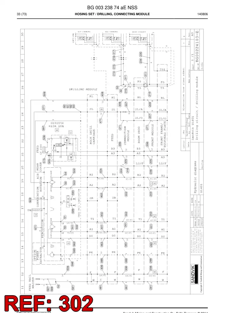 59208059a 592 080 59a Hose Assembly, Hydraulic - Sandvik Technical Drawing