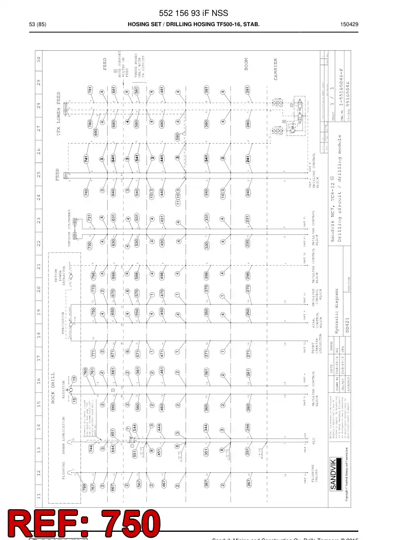 59208065 592 080 65 Hose Assembly, Hydraulic - Sandvik Technical Drawing