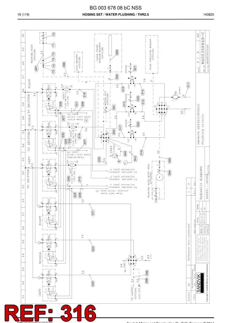 59208069 592 080 69 Hose Assembly, Hydraulic - Sandvik Technical Drawing