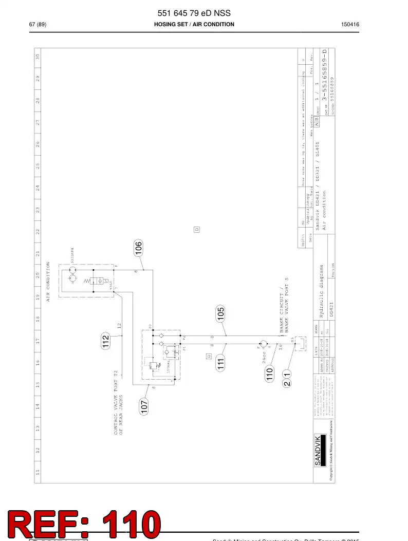 59208075 592 080 75 Hose Assembly, Hydraulic - Sandvik Technical Drawing