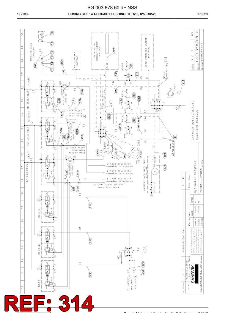 59208117 592 081 17 Hose Assembly, Hydraulic - Sandvik Technical Drawing