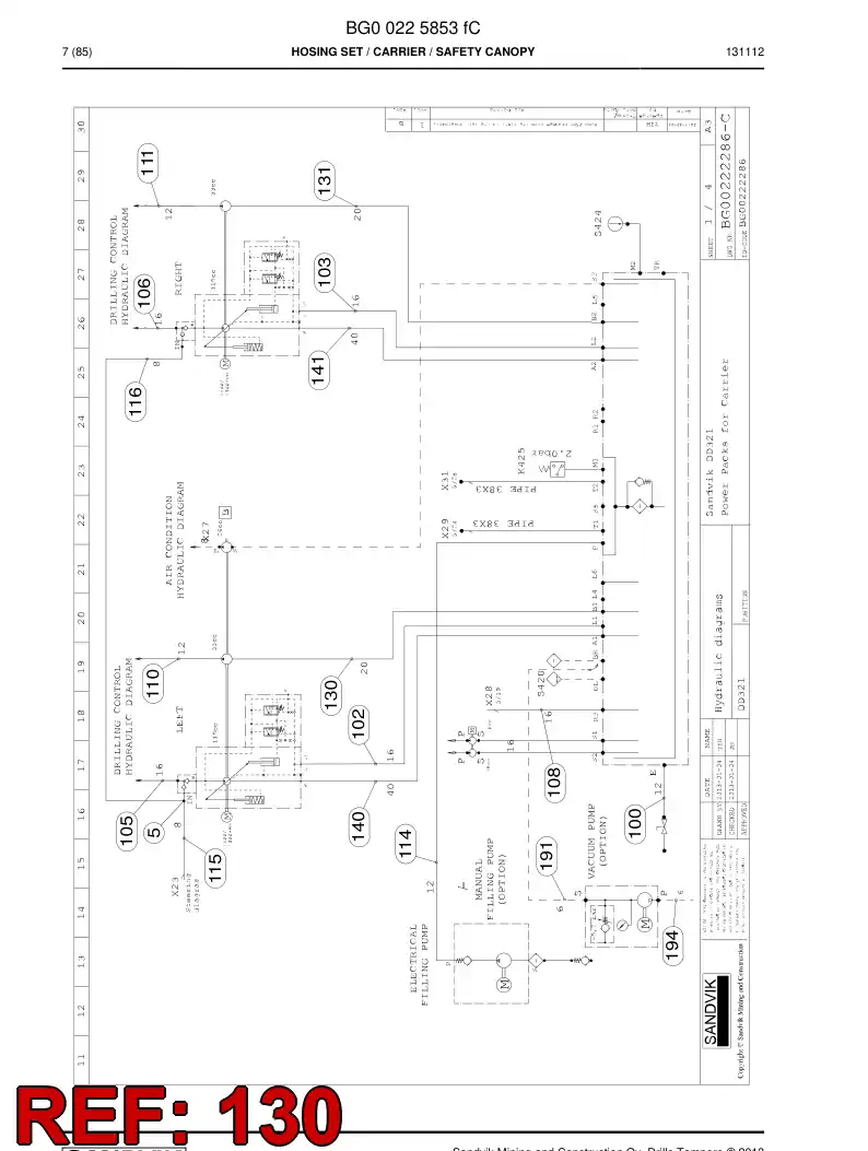 59208457 592 084 57 Hose Assembly, Hydraulic - Sandvik Technical Drawing