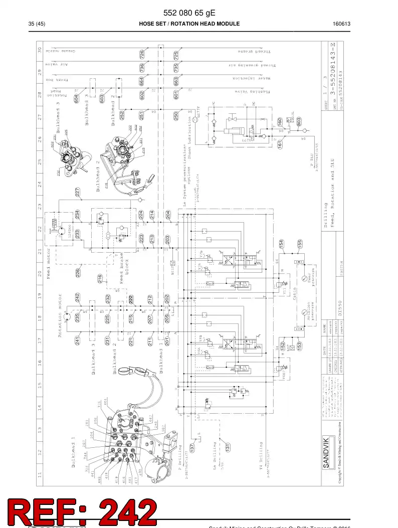 59208597 592 085 97 Hose Assembly, Hydraulic - Sandvik Technical Drawing