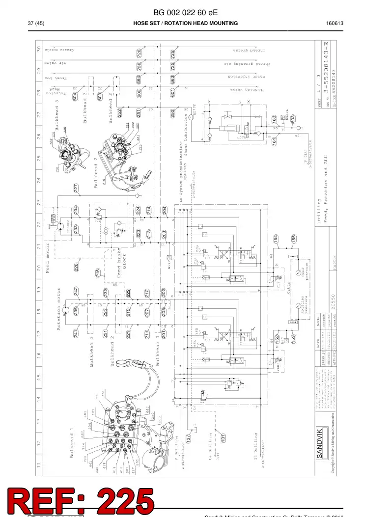 59208599 592 085 99 HYDR.HOSE ASSEMBLY - Sandvik Technical Drawing