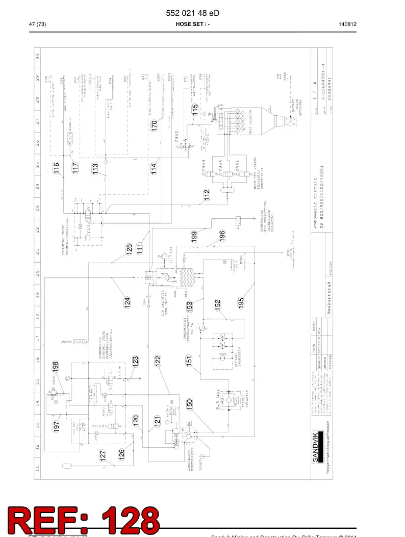 59208655 592 086 55 HOSE ASSY - Sandvik Technical Drawing