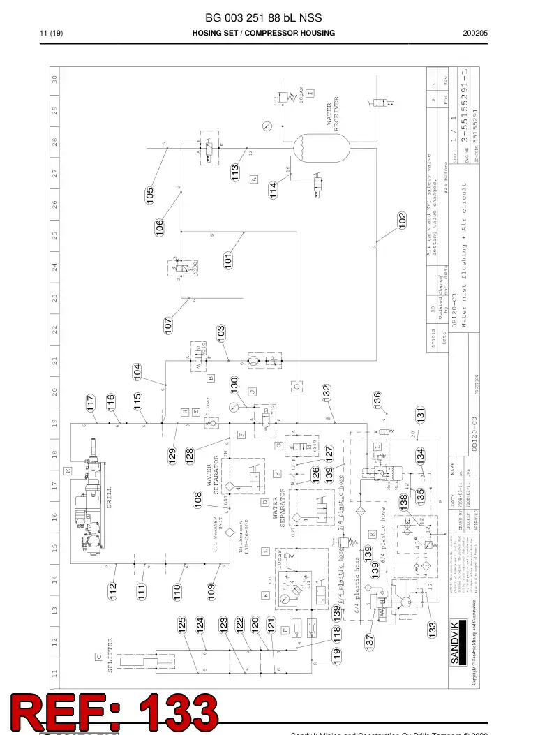 59208683 592 086 83 Hose Assembly, Hydraulic - Sandvik Technical Drawing