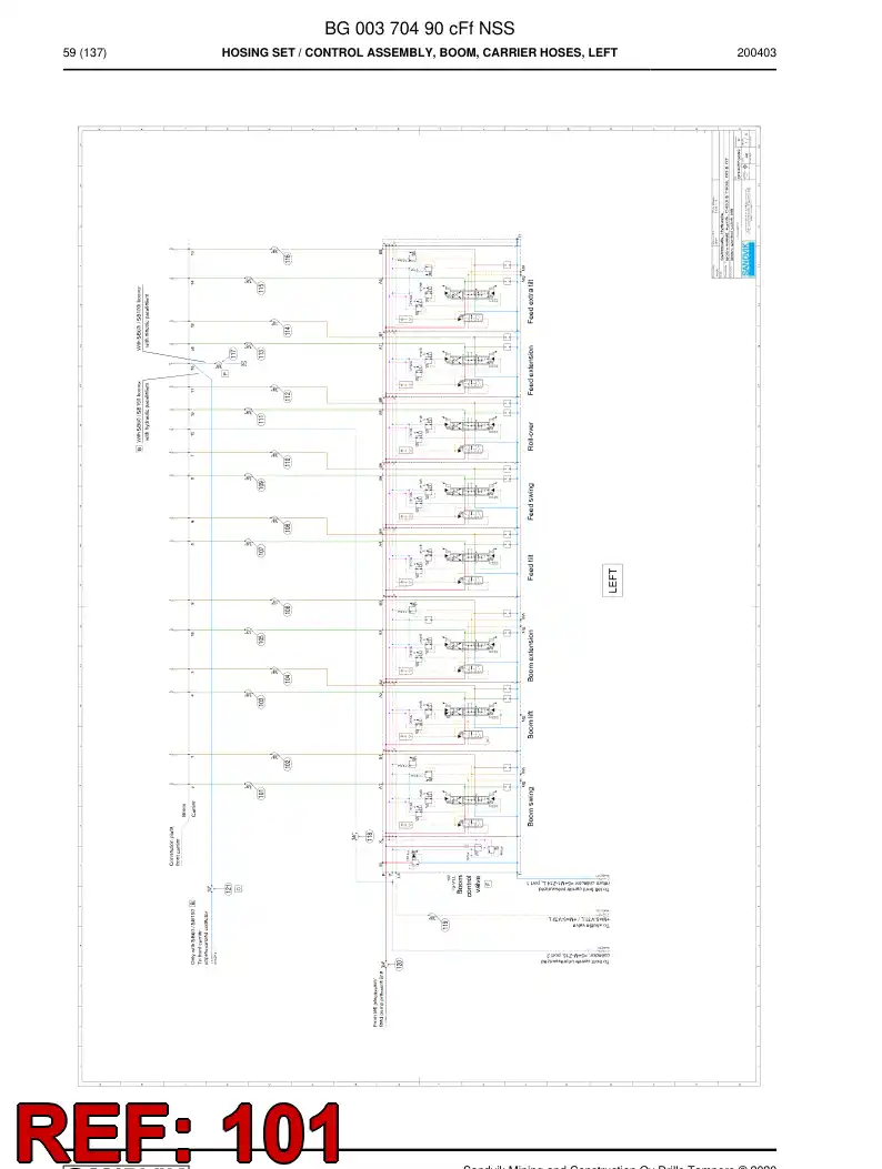 59208745a 592 087 45a Hose Assembly, Hydraulic - Sandvik Technical Drawing