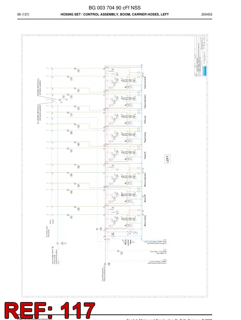 59208753a 592 087 53a Hose Assembly, Hydraulic - Sandvik Technical Drawing