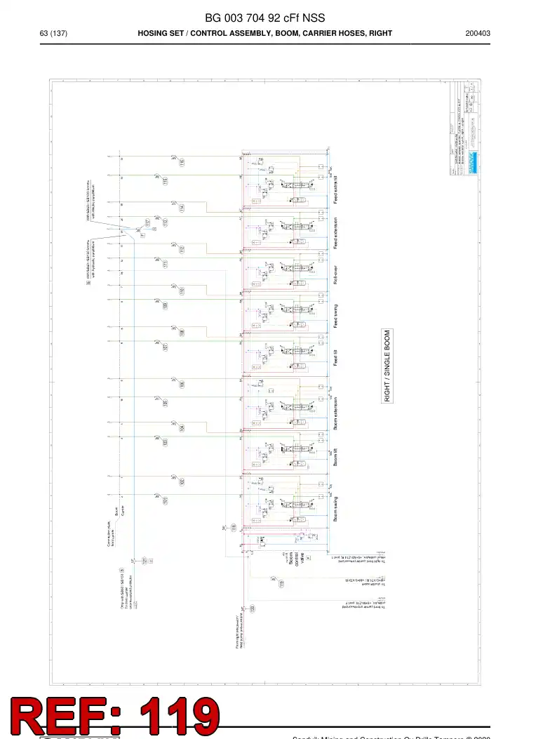 59208763a 592 087 63a Hose Assembly, Hydraulic - Sandvik Technical Drawing
