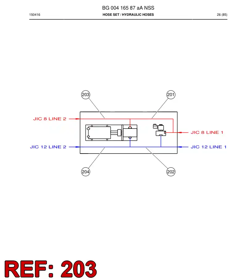 592 088 87 Hose Assembly, Hydraulic - drawing