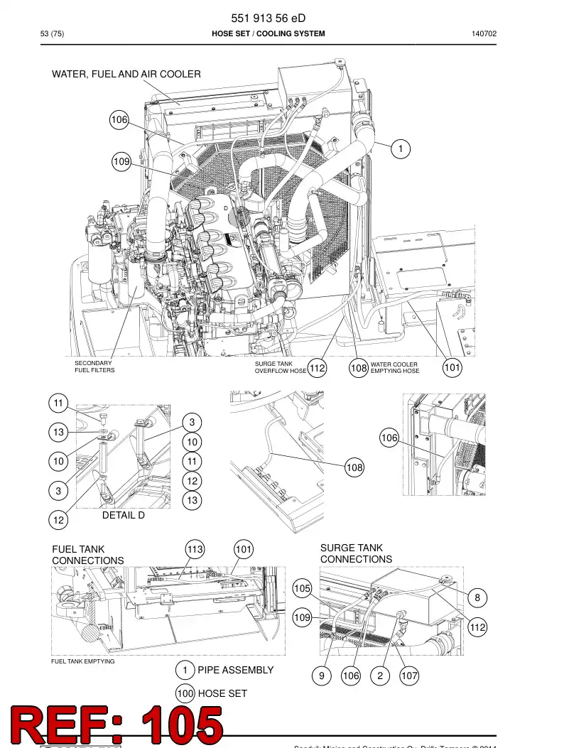 59208929a 592 089 29a Hose Assembly, Hydraulic - Sandvik Technical Drawing