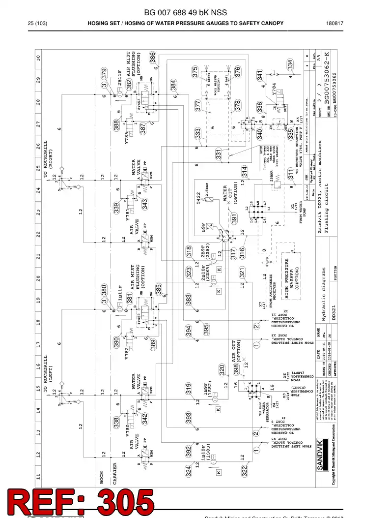 59208967 592 089 67 Hose Assembly, Hydraulic - Sandvik Technical Drawing