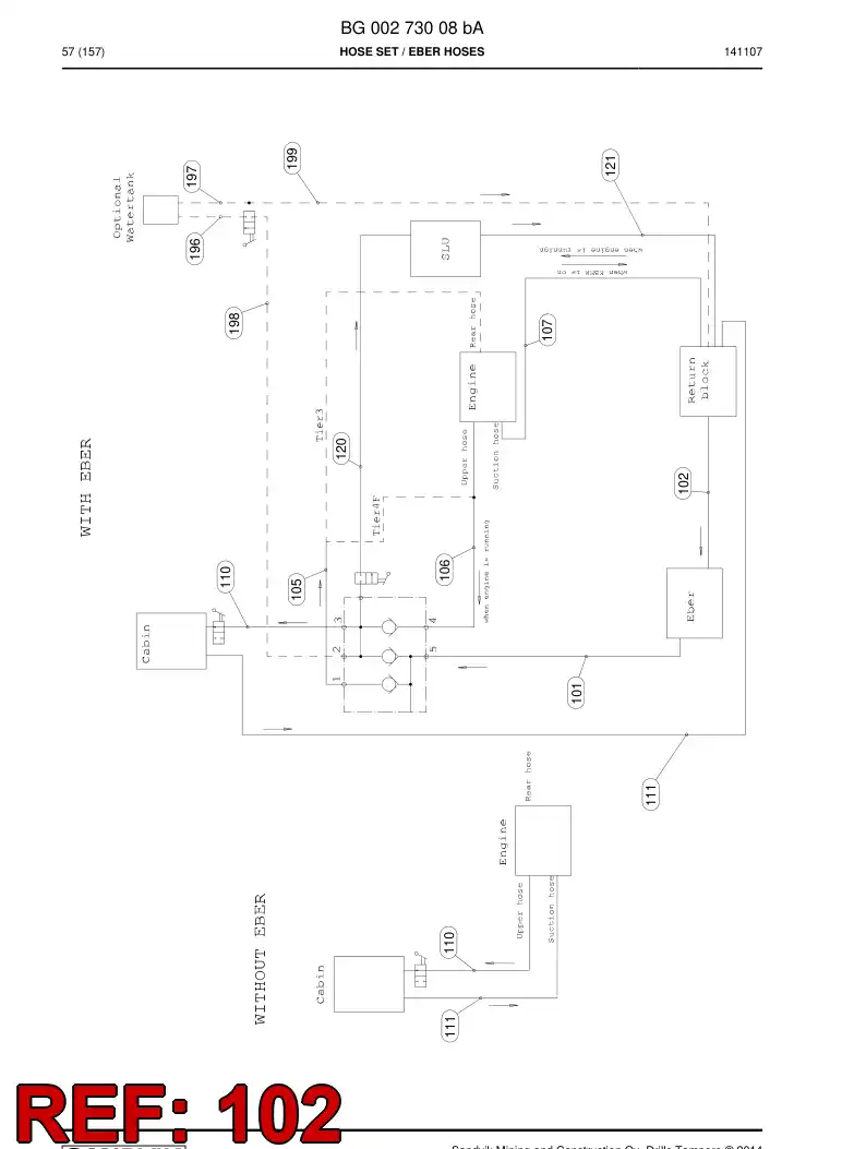 59209263 592 092 63 Hose, Water - Sandvik Technical Drawing