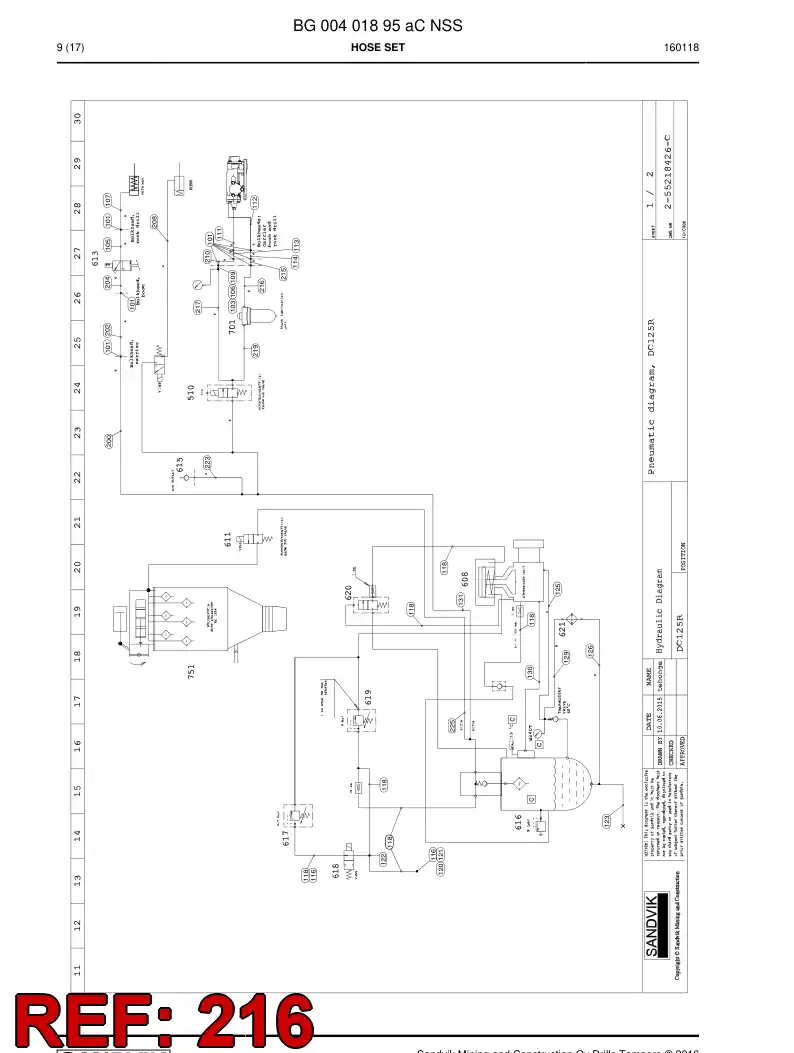 59209271a 592 092 71a HOSE ASSY - Sandvik Technical Drawing