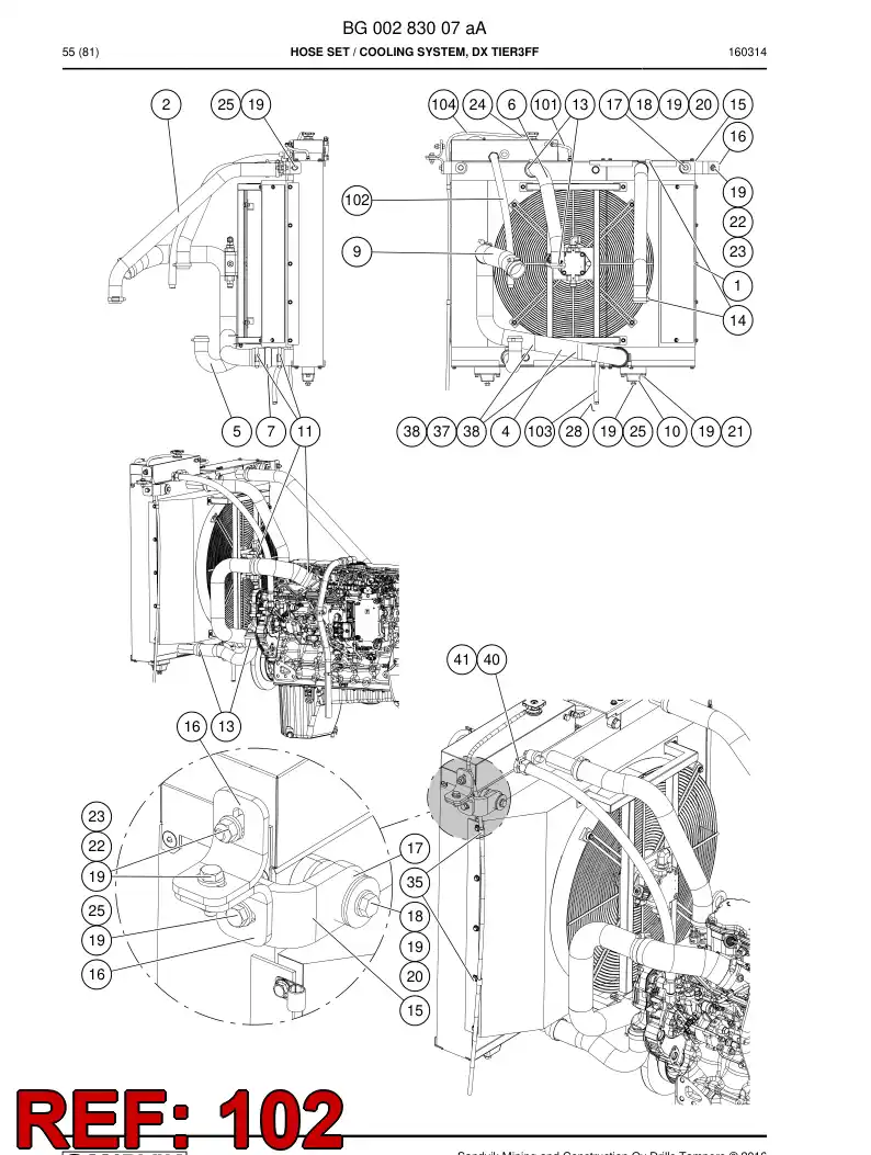 59209415 592 094 15 Hose Assembly, Hydraulic - Sandvik Technical Drawing
