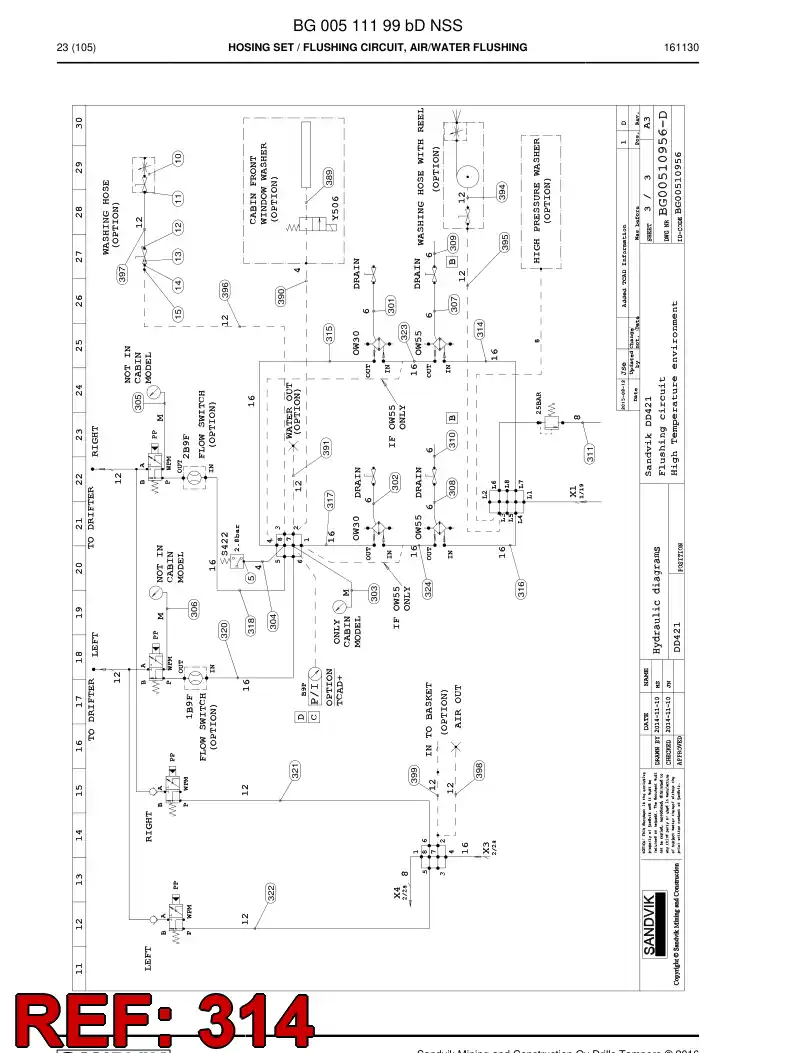 59209455 592 094 55 Hose Assembly, Hydraulic - Sandvik Technical Drawing