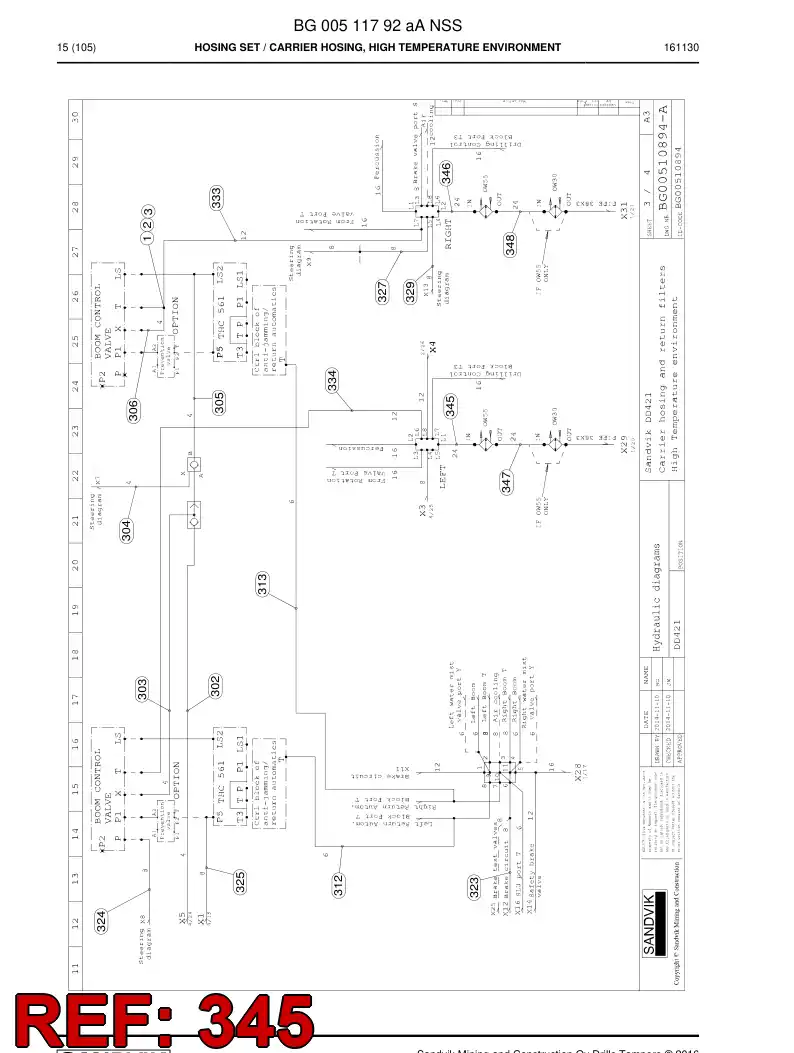59209459a 592 094 59a Hose Assembly, Hydraulic - Sandvik Technical Drawing