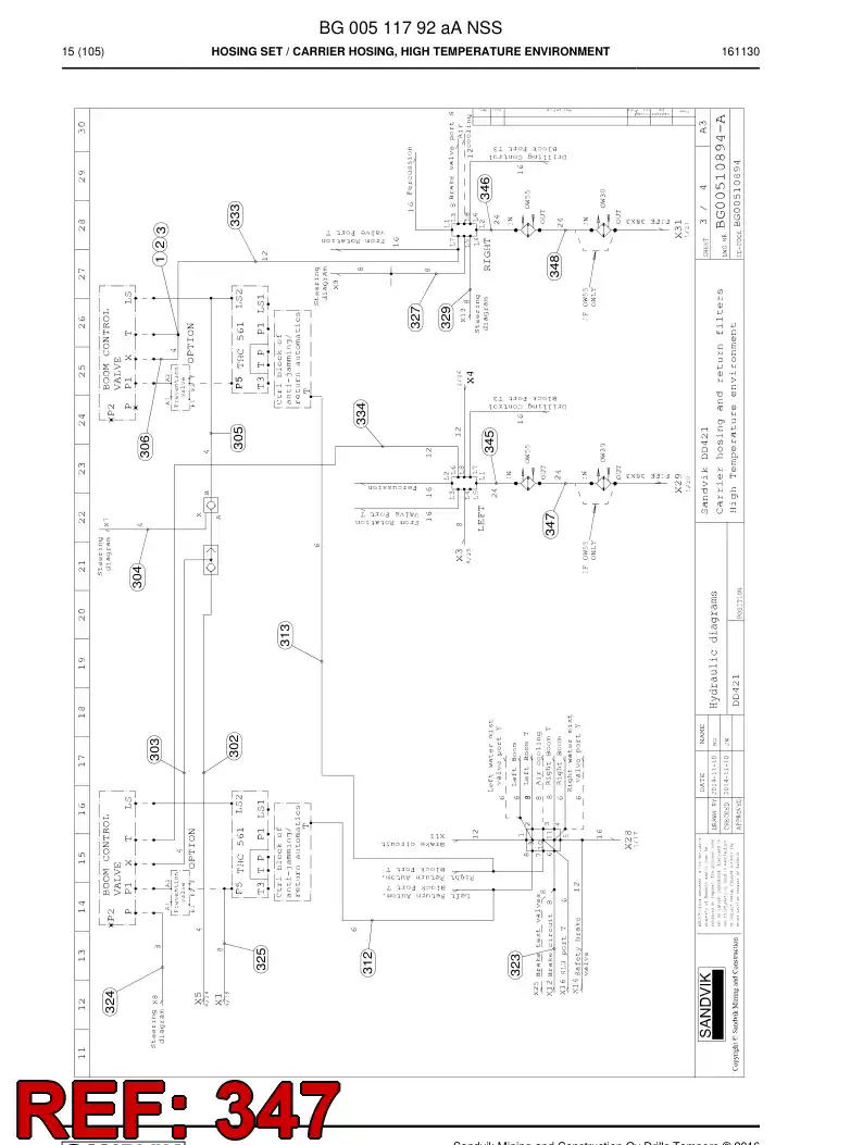 59209461 592 094 61 Hose Assembly, Hydraulic - Sandvik Technical Drawing
