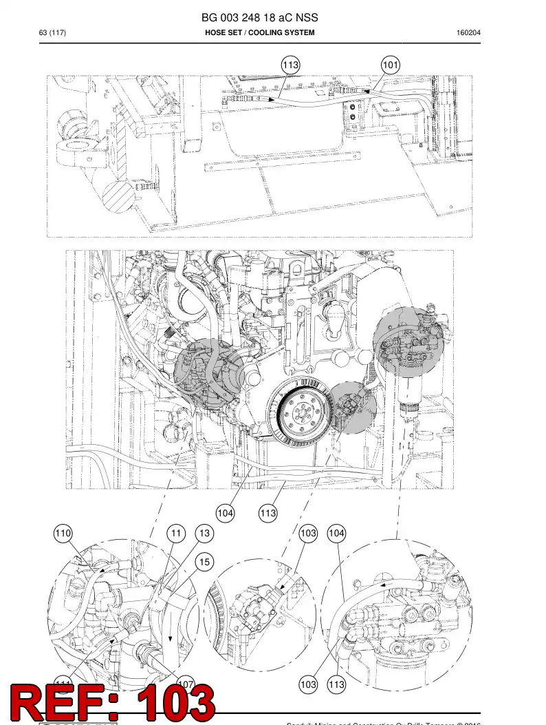 59209485 592 094 85 Hose Assembly, Fuel - Sandvik Technical Drawing