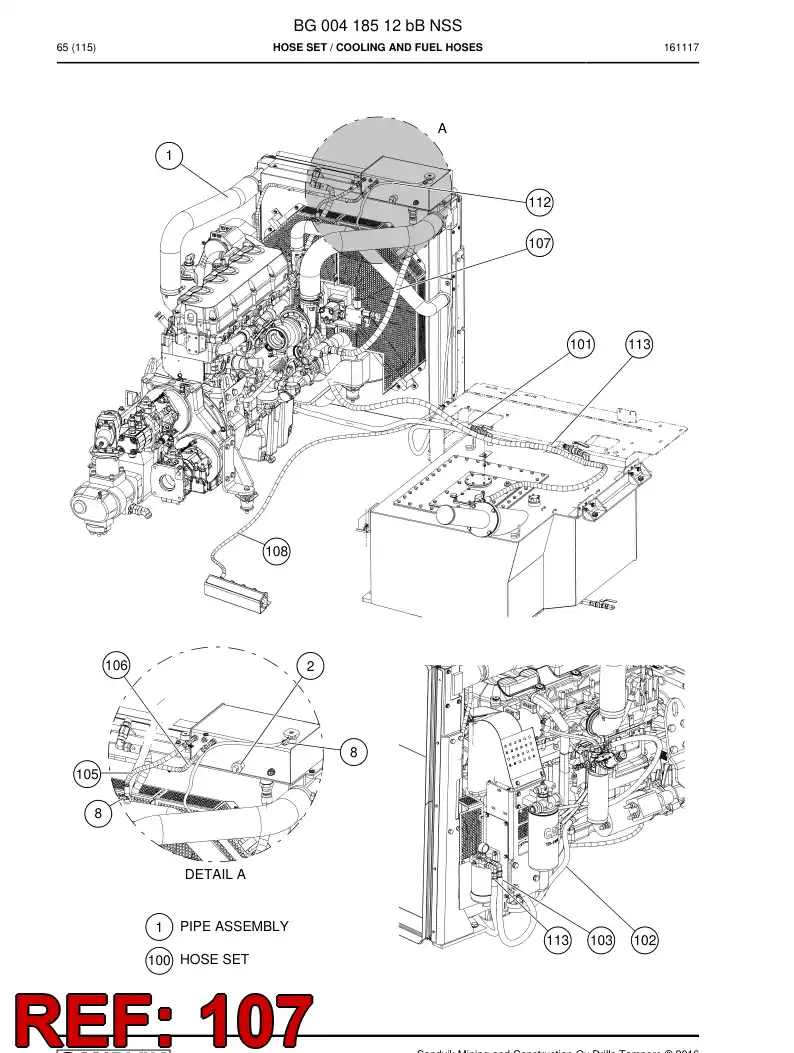 59209489 592 094 89 Hose Assembly, Hydraulic - Sandvik Technical Drawing