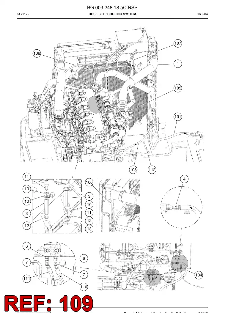 59209491 592 094 91 Hose Assembly, Hydraulic - Sandvik Technical Drawing