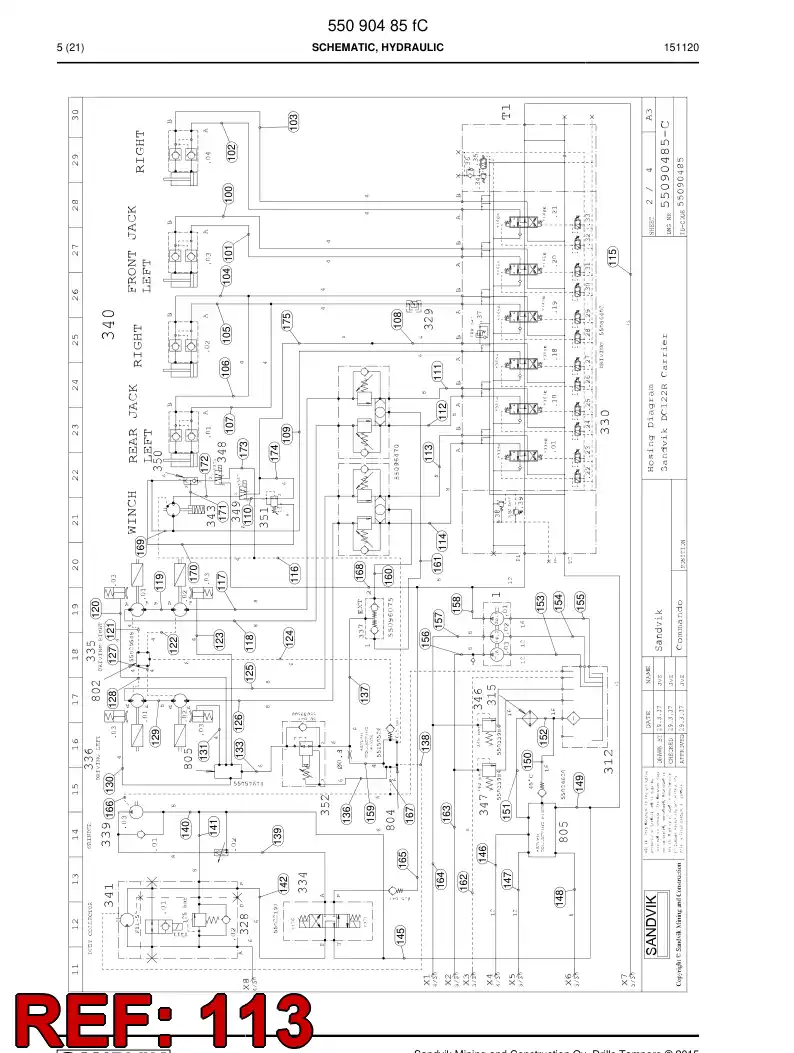 59209509b 592 095 09b Hose Assembly, Hydraulic - Sandvik Technical Drawing
