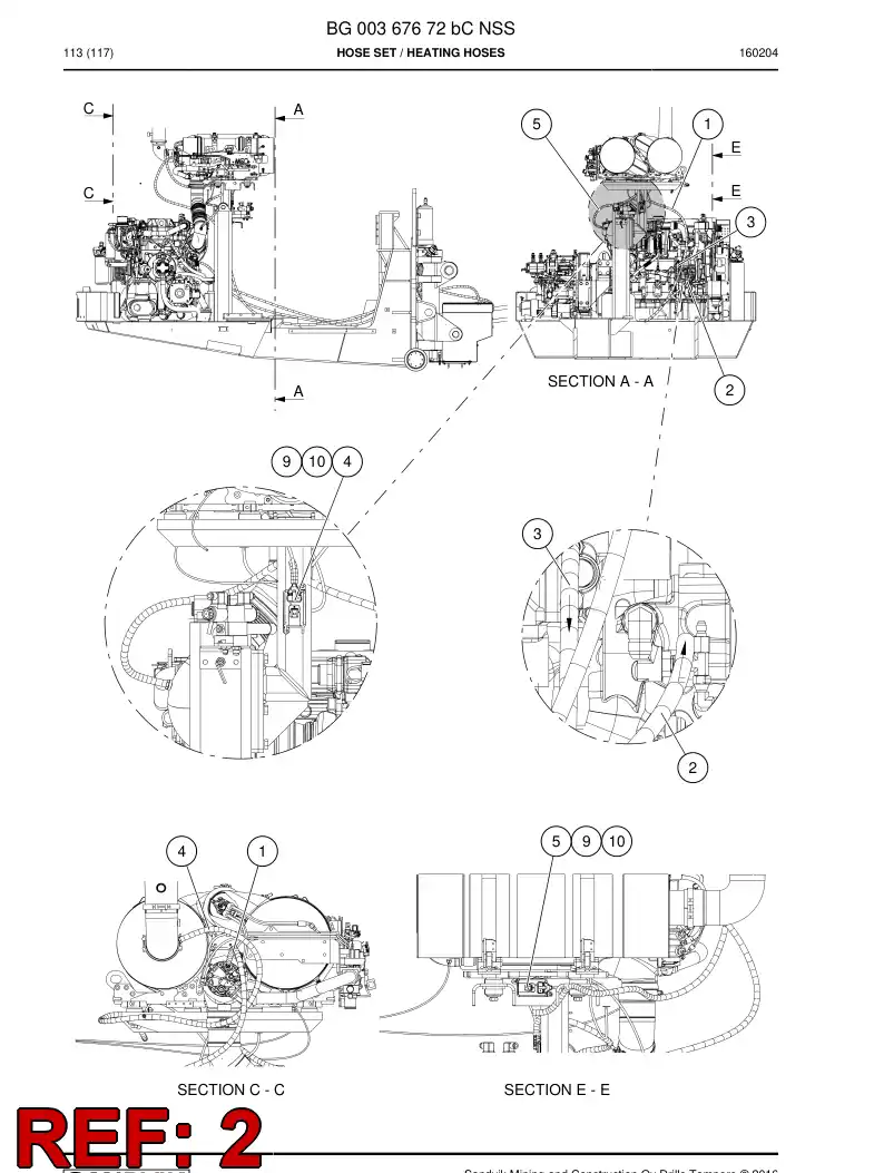 59209625 592 096 25 Hose Assembly, Hydraulic - Sandvik Technical Drawing