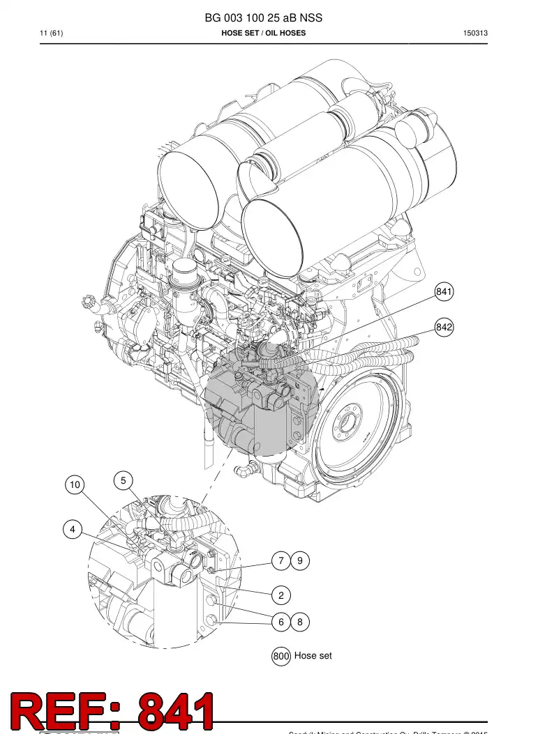 59209653a 592 096 53a Hose Assembly, Hydraulic - Sandvik Technical Drawing