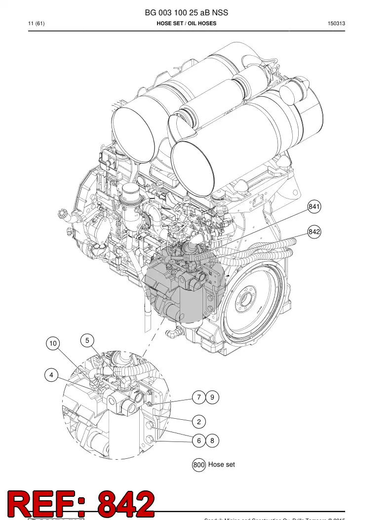 59209655a 592 096 55a Hose Assembly, Hydraulic - Sandvik Technical Drawing