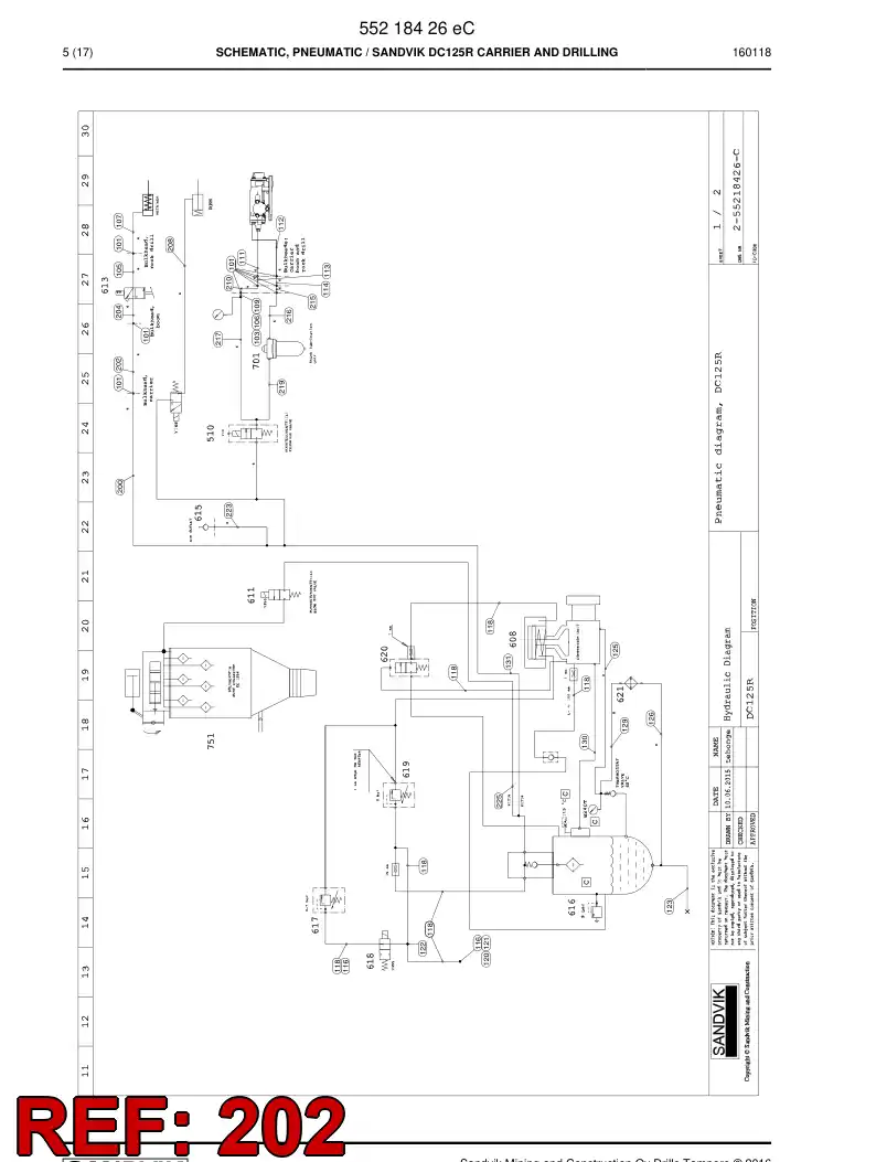 59209703 592 097 03 Hose Assembly, Hydraulic - Sandvik Technical Drawing