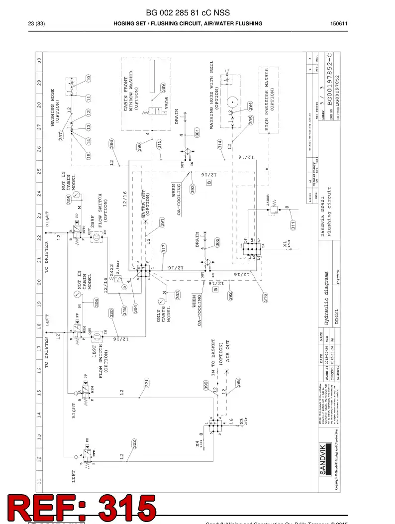 59209773 592 097 73 Hose Assembly, Hydraulic - Sandvik Technical Drawing