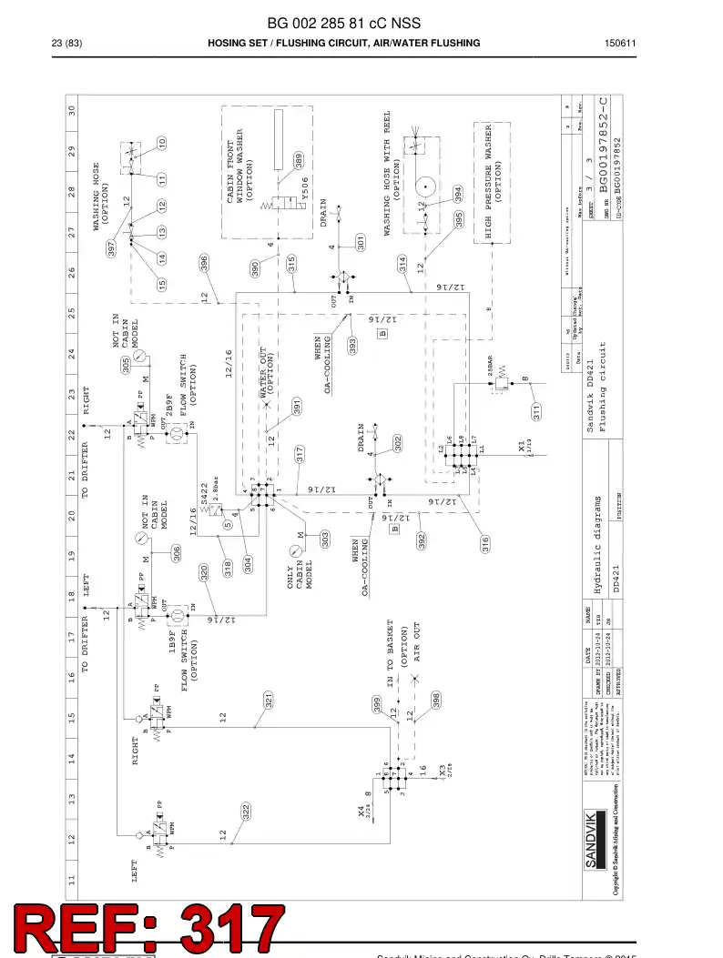 59209775 592 097 75 Hose Assembly, Hydraulic - Sandvik Technical Drawing