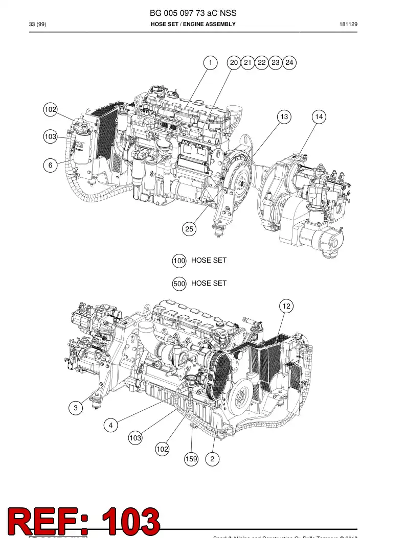 59209861a 592 098 61a Hose Assembly, Hydraulic - Sandvik Technical Drawing