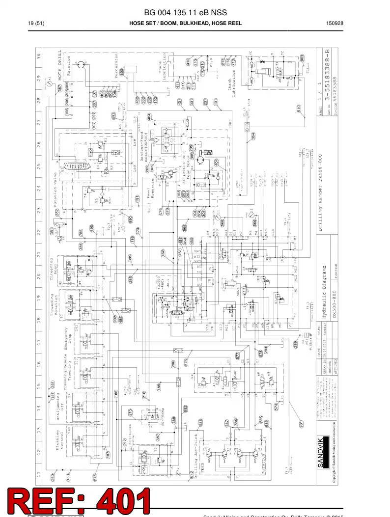 59209923a 592 099 23a Hose Assembly, Hydraulic - Sandvik Technical Drawing