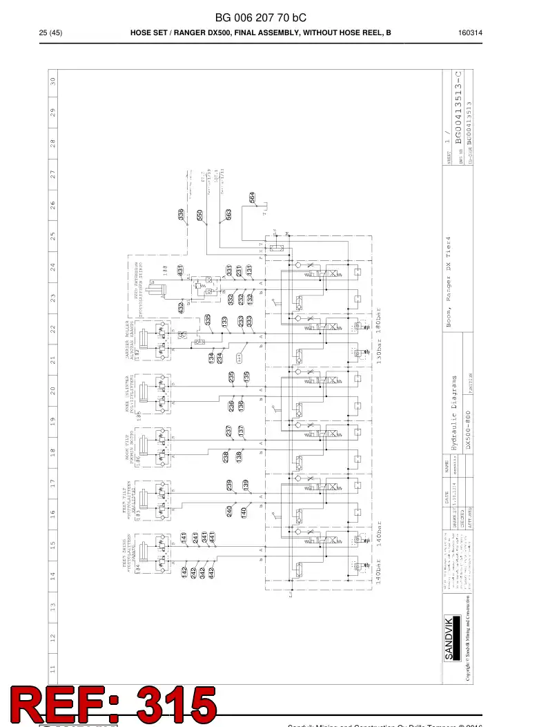 59209969 592 099 69 Hose Assembly, Hydraulic - Sandvik Technical Drawing