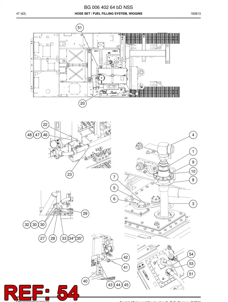59210055 592 100 55 Hose Assembly, Fuel - Sandvik Technical Drawing