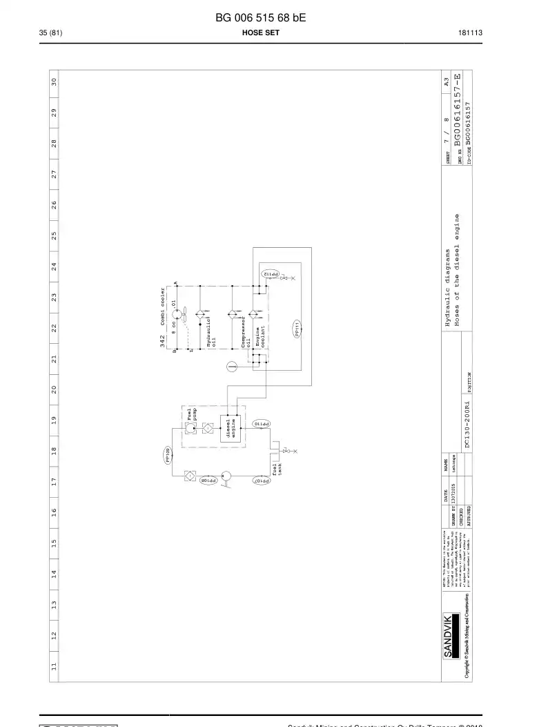 59210125 592 101 25 Hose Assembly, Hydraulic - Sandvik Technical Drawing