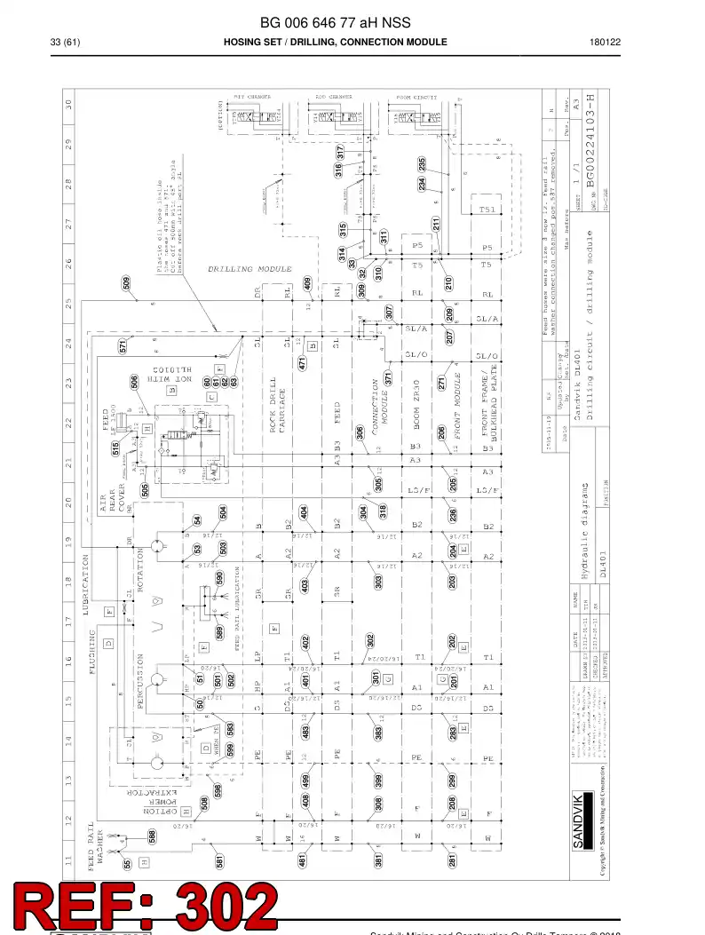 59210189 592 101 89 Hose Assembly, Hydraulic - Sandvik Technical Drawing