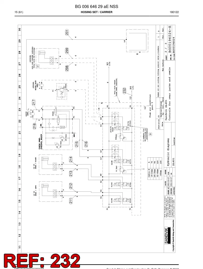 59210195 592 101 95 Hose Assembly, Hydraulic - Sandvik Technical Drawing