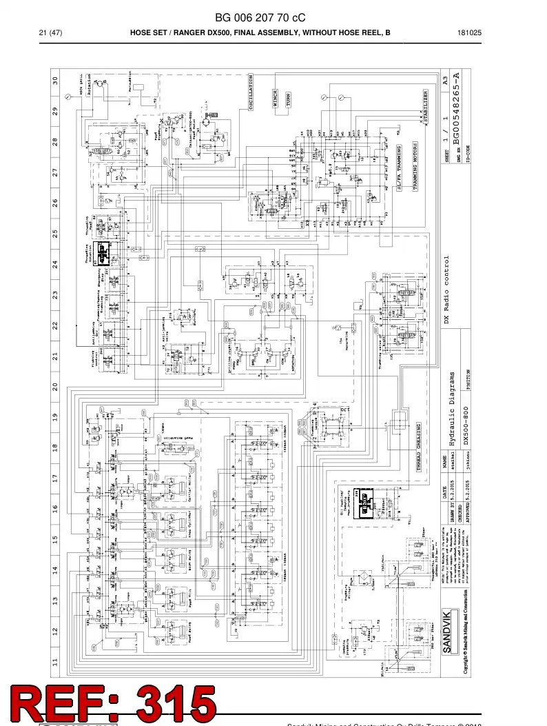 59210237 592 102 37 Hose Assembly, Hydraulic - Sandvik Technical Drawing