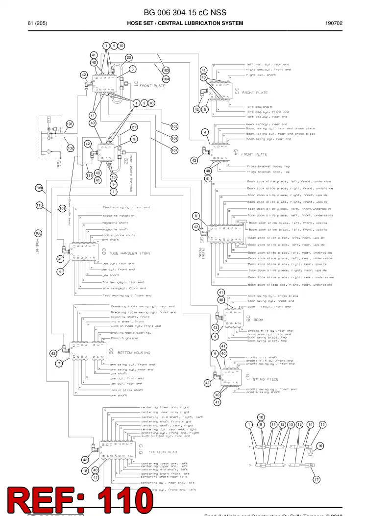 59210257a 592 102 57a Hose Assembly, Greasing - Sandvik Technical Drawing