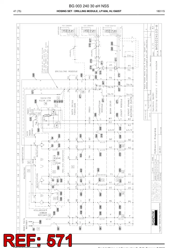 59210319 592 103 19 Hose Assembly, Hydraulic - Sandvik Technical Drawing