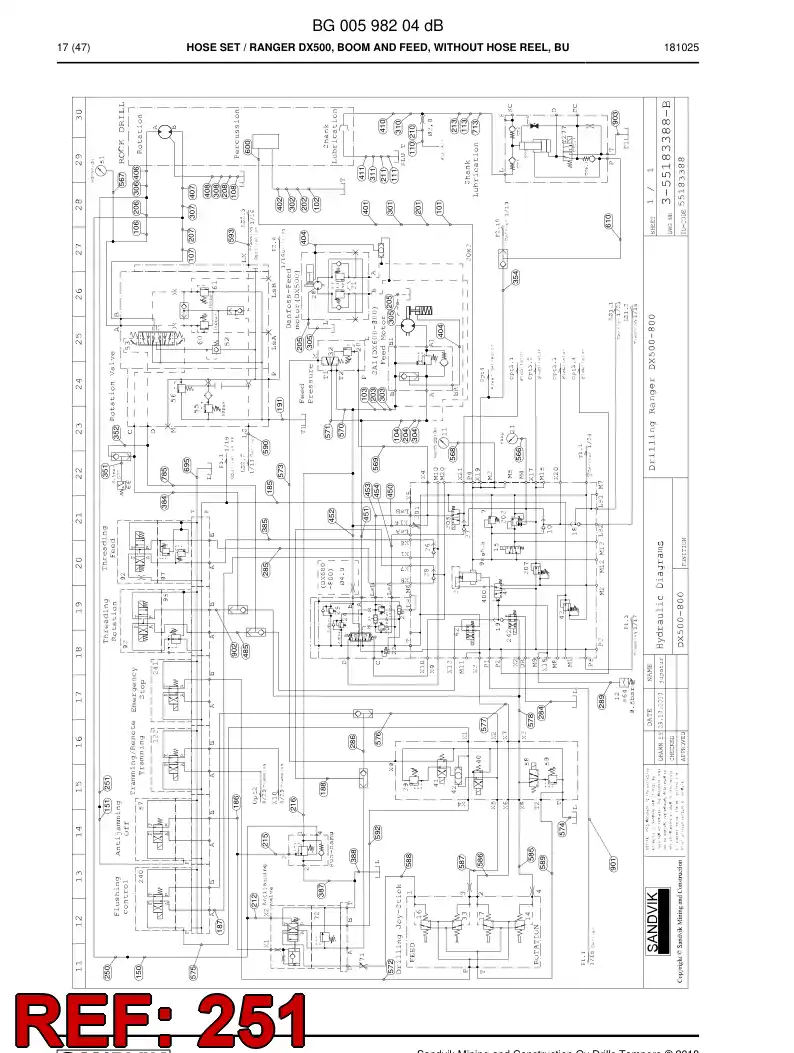59210727 592 107 27 Hose Assembly, Hydraulic - Sandvik Technical Drawing