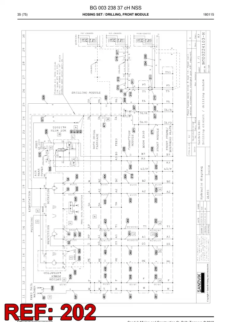 59210925 592 109 25 Hose Assembly, Hydraulic - Sandvik Technical Drawing
